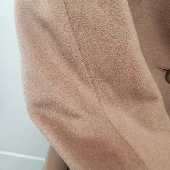 Vintage Aquascutum Wool Tan Pea Coat  Oversized - Picture 12 of 15